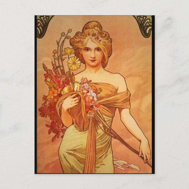 Postal Alphonse (Alfons) Mucha Bouquet (Anverso)