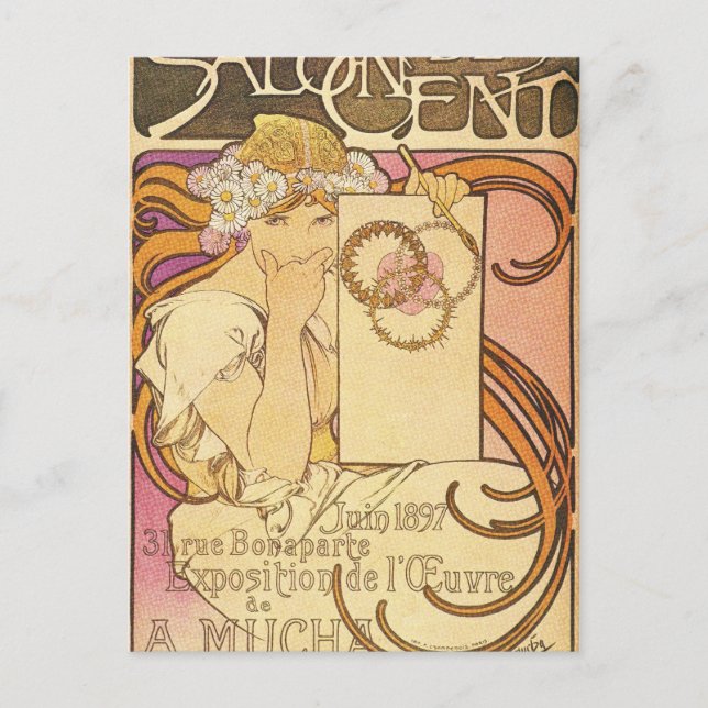 Postal Alphonse Mucha Art Deco (Anverso)