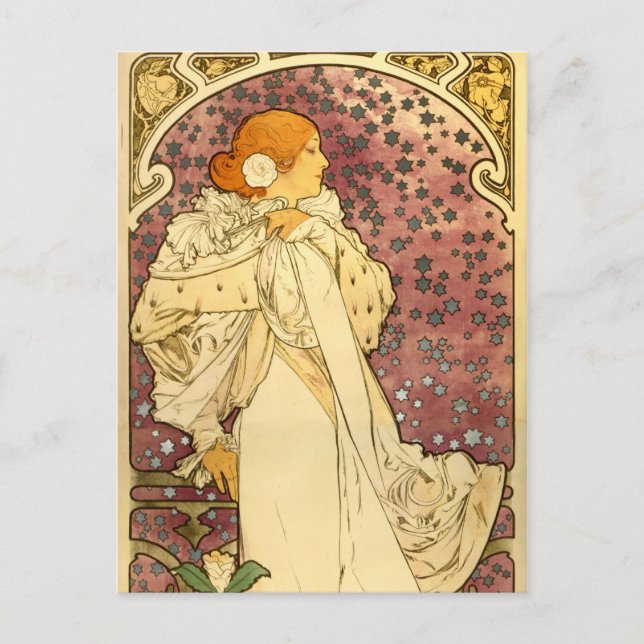 Postal Alphonse Mucha Art Deco (Anverso)