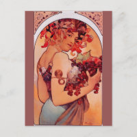 Alphonse Mucha, Art Nouveau, cosecha, fruta, repro