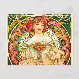 Postal Alphonse Mucha Art Nouveau Daydream