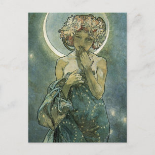 Postal Alphonse Mucha Arte Nouveau Impresionante Mujer #1