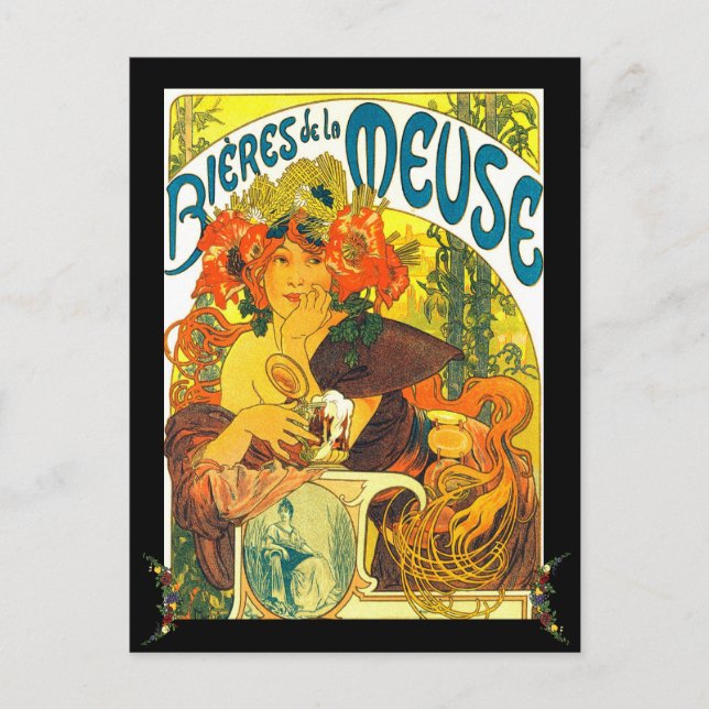 Postal Alphonse Mucha Bieres de la Meuse personalizado (Anverso)