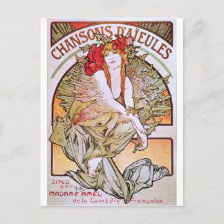 Postal Alphonse Mucha. Chansons D'Aieules, c.1898