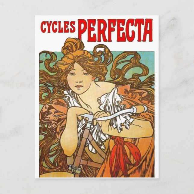 Postal Alphonse Mucha - Cycles Perfecta (Anverso)