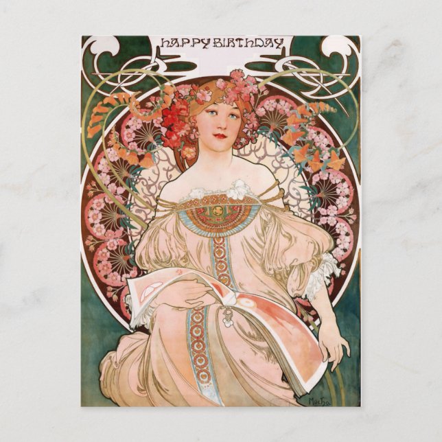 Postal Alphonse Mucha: Daydream (Rêverie) (Anverso)