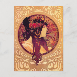 Postal Alphonse Mucha Donna Orechini Postcard