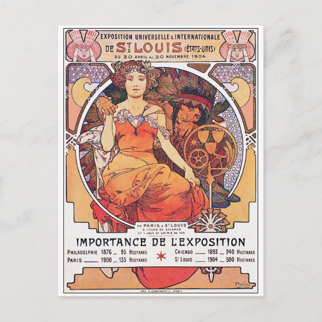 Postal Alphonse Mucha - Feria Mundial de St. Louis 1904 (Anverso)
