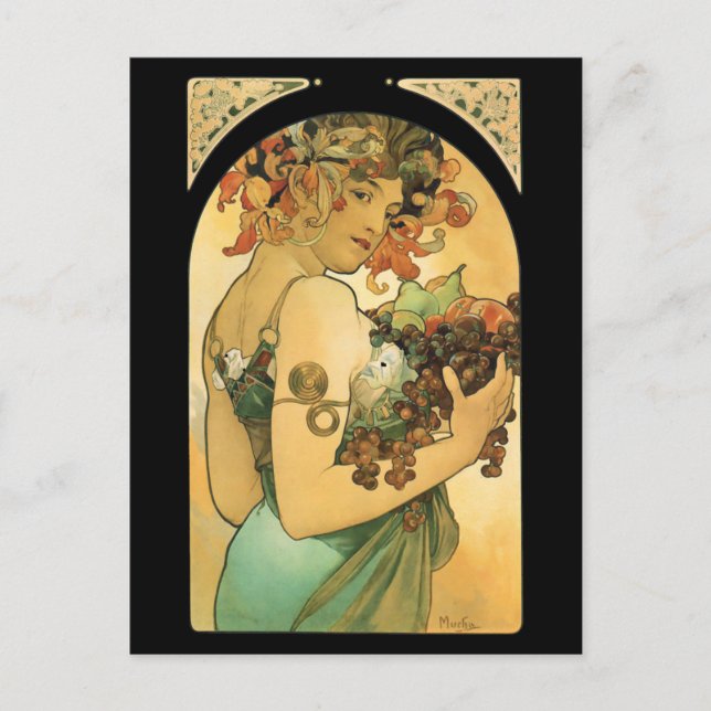 Postal Alphonse Mucha ~ Fruta (1897) (Anverso)