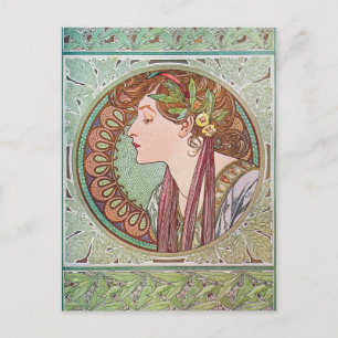 Postal Alphonse Mucha Goddess Art