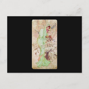Postal Alphonse Mucha Hiver Winter