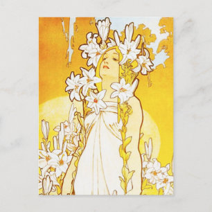 Postal Alphonse Mucha Lily Postcard