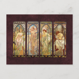 Postal Alphonse Mucha, los tiempos del día