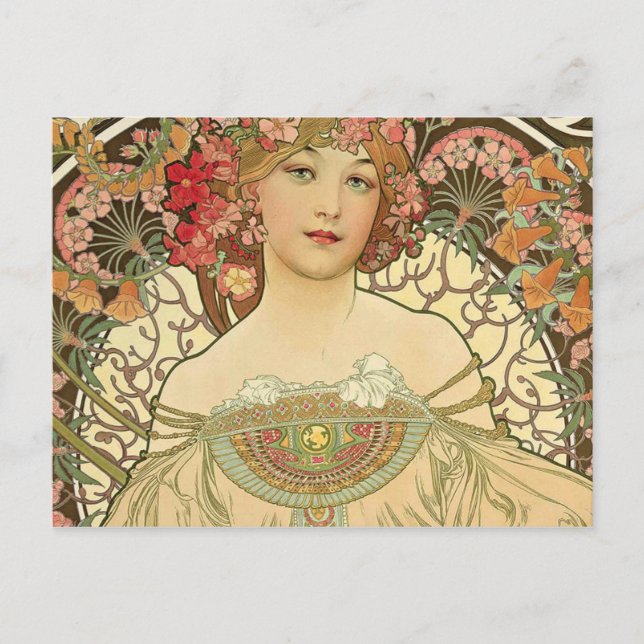 Postal Alphonse Mucha - Maestro Art Nouveau (Anverso)