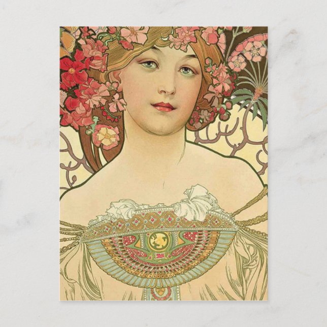 Postal Alphonse Mucha - Maestro Art Nouveau (Anverso)