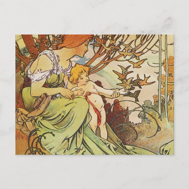 Postal Alphonse Mucha. Masson de chocolate/México 1897 (Anverso)