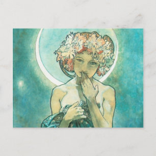 Postal Alphonse Mucha Moonlight Clair De Lune Art Nouveau