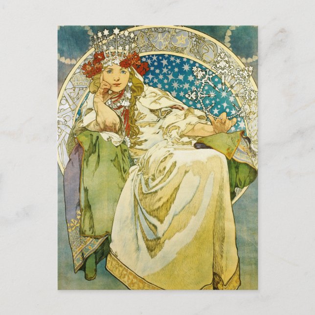 Postal Alphonse Mucha Princess Hyacinth Art Nouveau (Anverso)