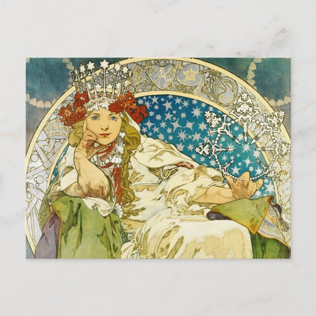 Postal Alphonse Mucha Princess Hyacinth Art Nouveau (Anverso)