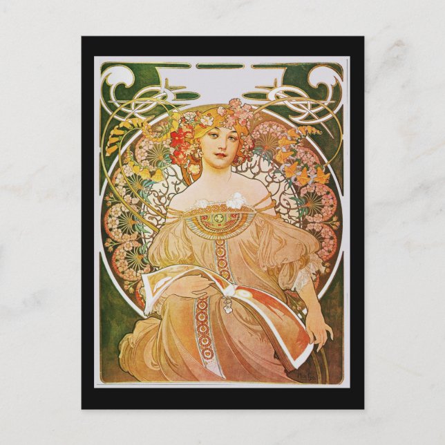 Postal Alphonse Mucha Reverie Daydream (Anverso)