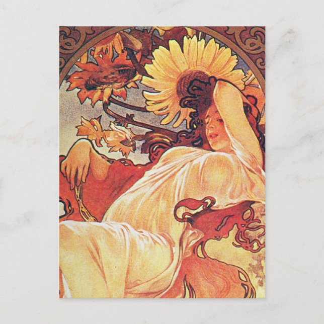 Postal Alphonse Mucha Sunflower (Anverso)