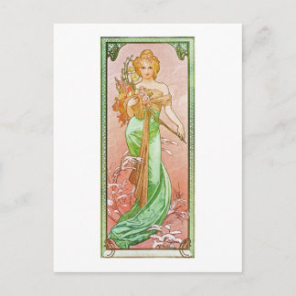 Postal Alphonse Mucha The Seasons: Impresoras de primaver