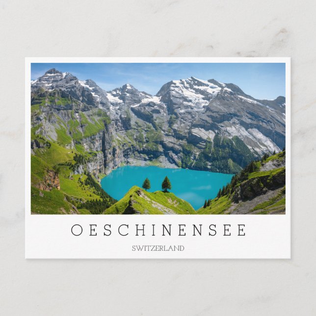 Postal Alpine lake Oeschinensee in Switzerland (Anverso)