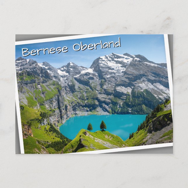 Postal Alpine lake Oeschinensee in Switzerland (Anverso)