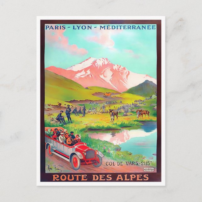 Postal Alps Tour Francia Viaje vintage (Anverso)