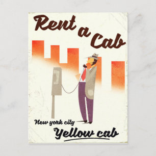 Postal ¡Alquile un Taxi! Póster del taxi amarillo de NYC