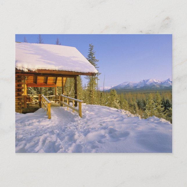 Postal alquiler de cabaña USFS Schnauss en invierno con v (Anverso)