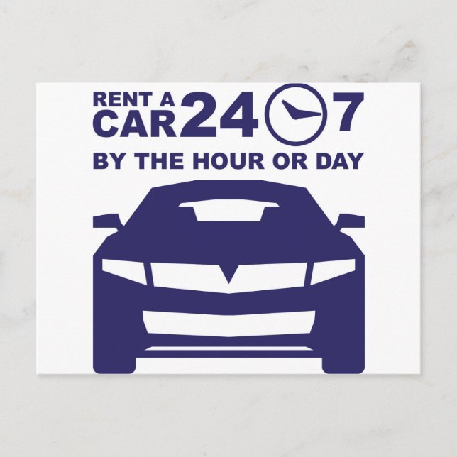 Postal Alquiler de coches por hora o día 24-7 (Anverso)
