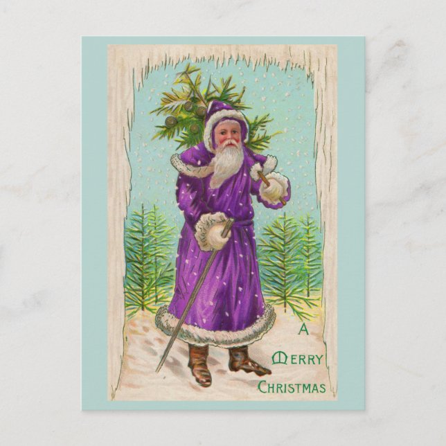 Postal Alrededor de 1910 Santa Claus con bata morada (Anverso)