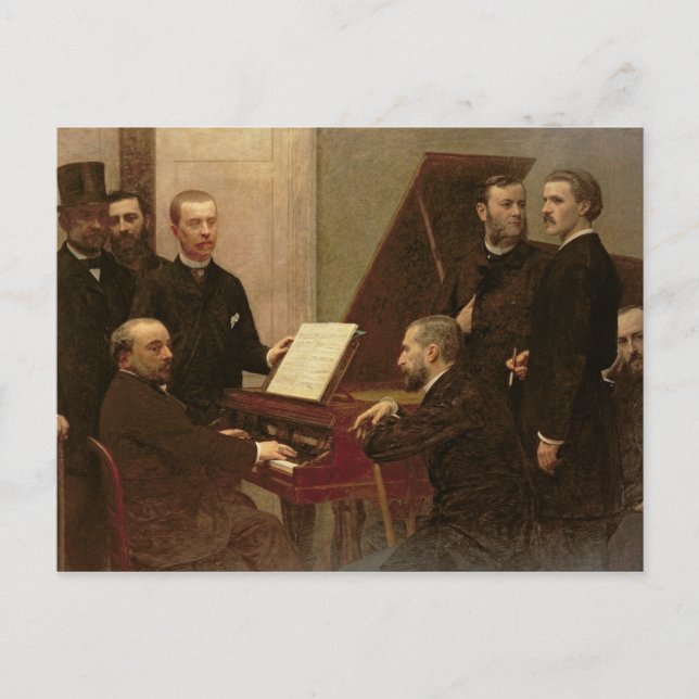 Postal Alrededor del piano, 1885 (Anverso)