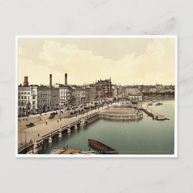 Postal Alster Pavillion, Jungfernstieg, Hamburgo, Alemani (Anverso)