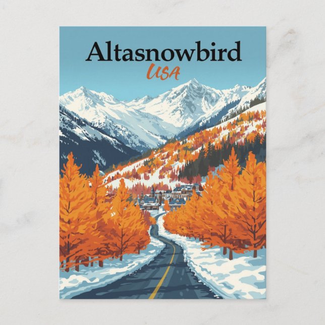 Postal Alta Snowbird Esquí Montañas Utah (Anverso)