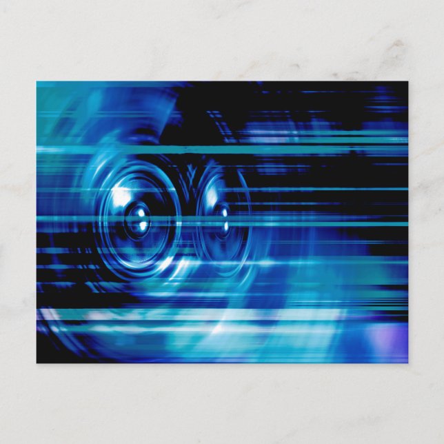 Postal Altavoces de música azul (Anverso)