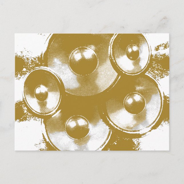 Postal altavoces de música naranja (Anverso)