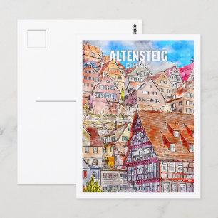 Postal Altensteig Alemania Famoso Recorrido de acuarela d