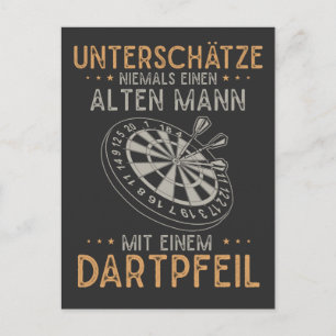 Postal Alter Mann Dartpfeil Unterschätzen Humor Darts Män