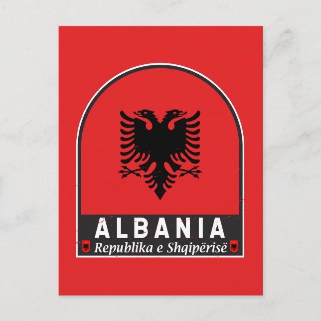 Postal Alteración de emblema de la bandera de Albania (Anverso)