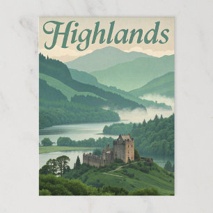 Postal Altiplano vintage Misty Loch & Castle