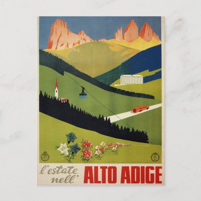 Postal Alto Adige (Tirol del Sur) Italia Viaje de época (Anverso)