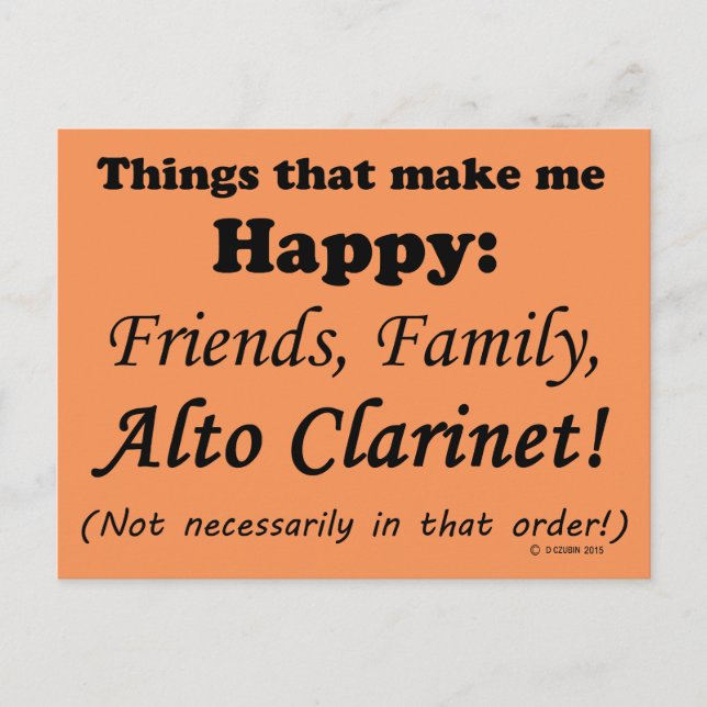 Postal Alto Clarinet me hace feliz (Anverso)