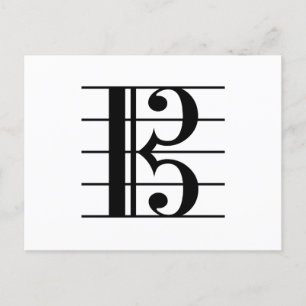 Postal Alto Clef sobre el personal C-Clef Viola Music Bla