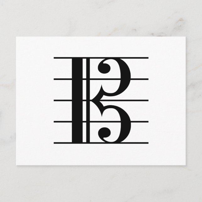 Postal Alto Clef sobre el personal C-Clef Viola Music Bla (Anverso)
