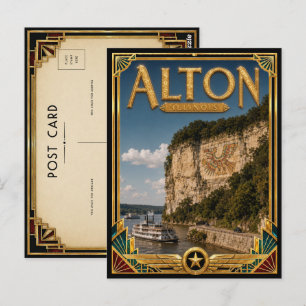Postal Alton Illinois Arte Deco Vintage Edad Dorada