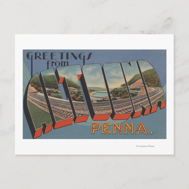 Postal Altoona, Pennsylvania - Escenas de letras grandes (Anverso)