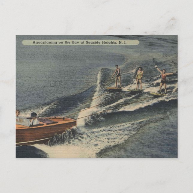 Postal Altos costeros NJ, esquí acuático de los años 40 (Anverso)
