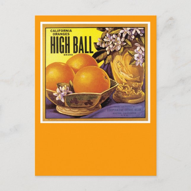 Postal Altos naranjas de California de la bola (Anverso)
